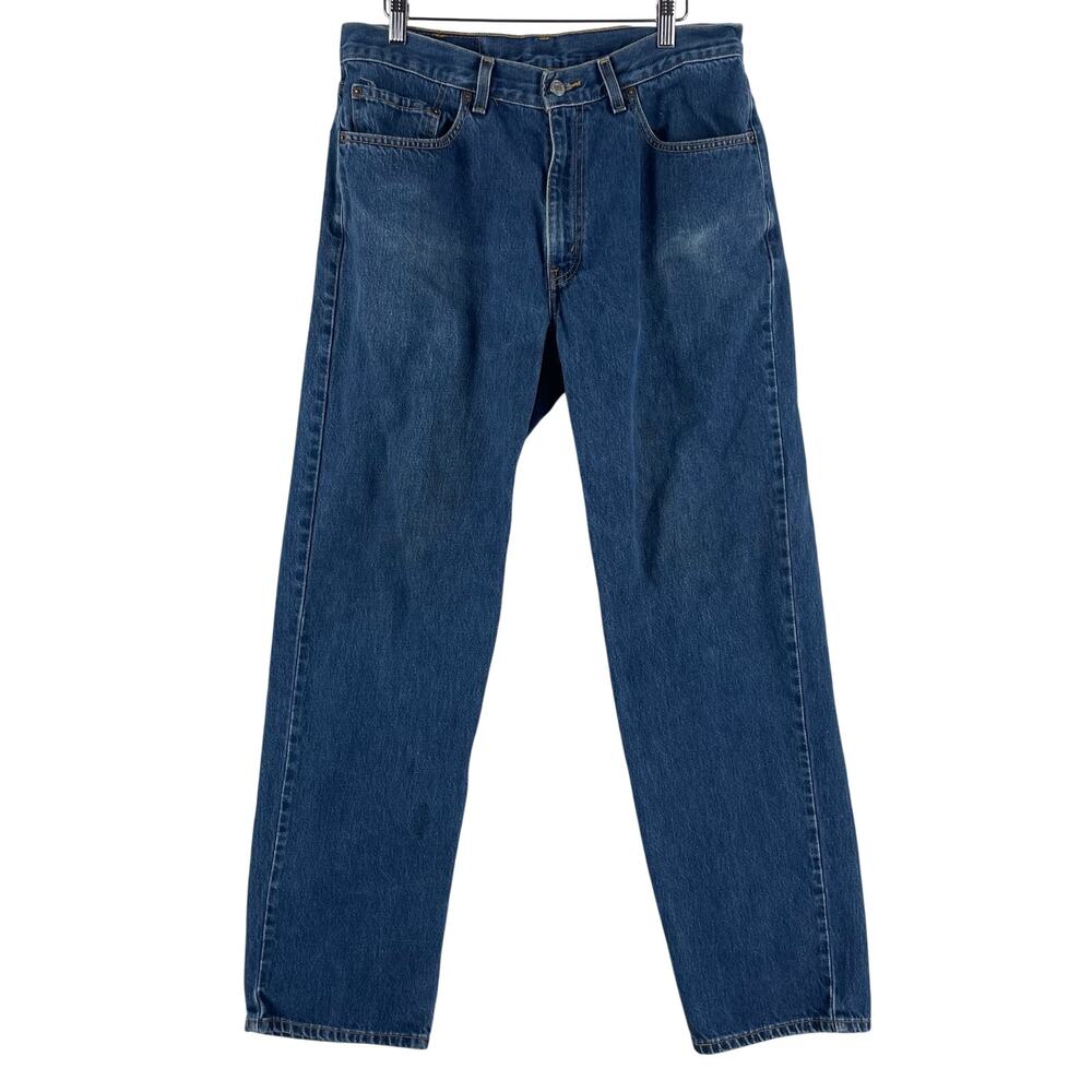 Vintage Levi's 550 Mens Relaxed Straight Leg Jeans 34x32 Blue Dark Wash Red Tab